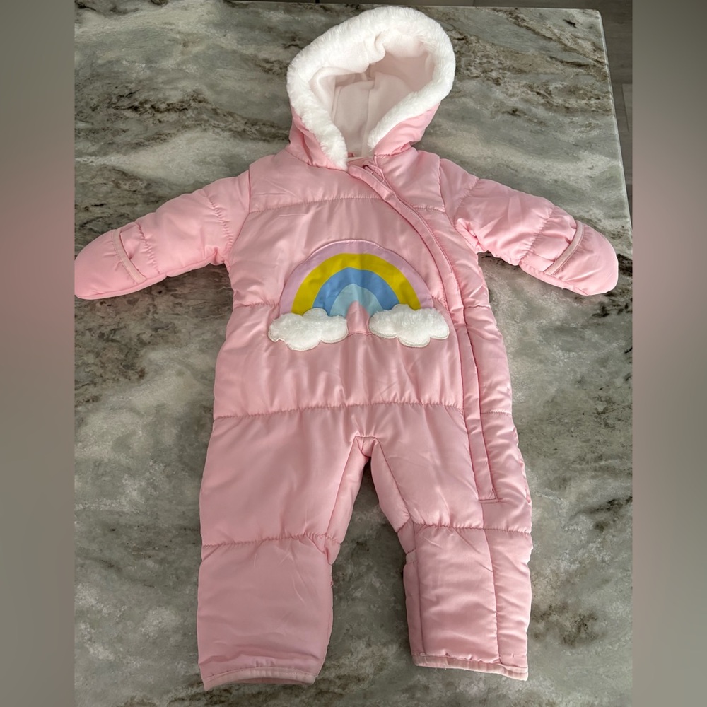 CARTERS Baby Girl 3-6 Months Pink Bunting/Snow Suit, Rainbow, Warm Winter Fleece